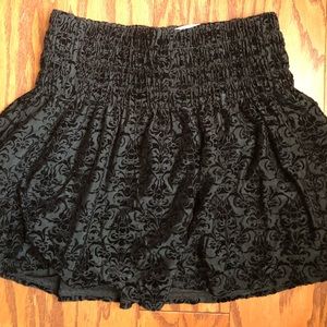Black skater UO textured velvet skirt